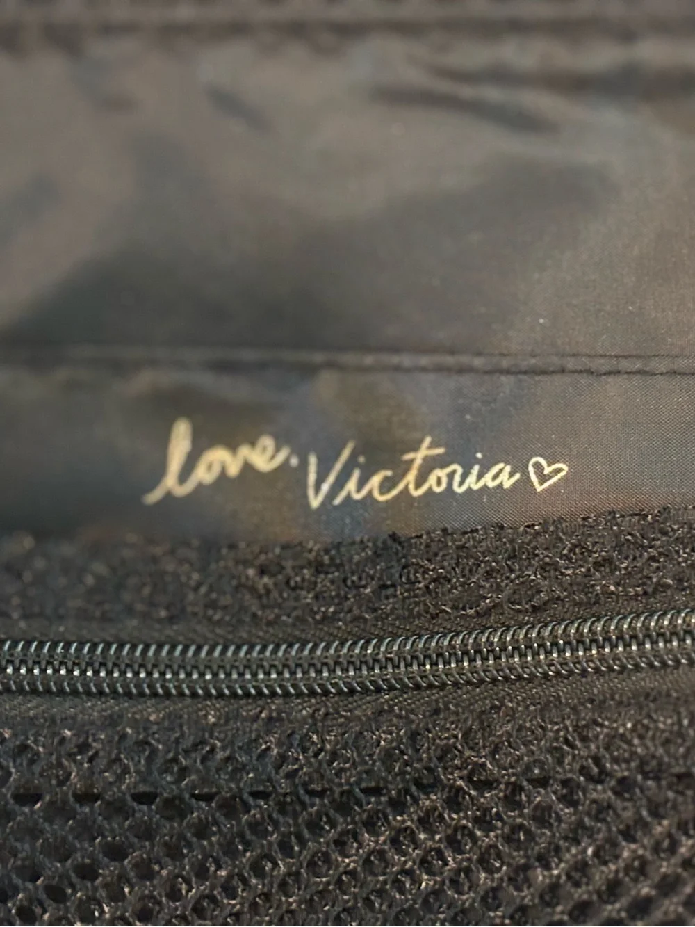 Victoria's Secret Black Cosmetic Case with 'Forever an Angel' Script